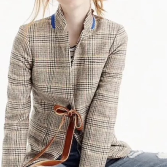 *rare* J. CREW Regent Wool Blazer Natural Plaid, Velvet Ribbon & Cobalt Pop — 6 - Picture 2 of 16